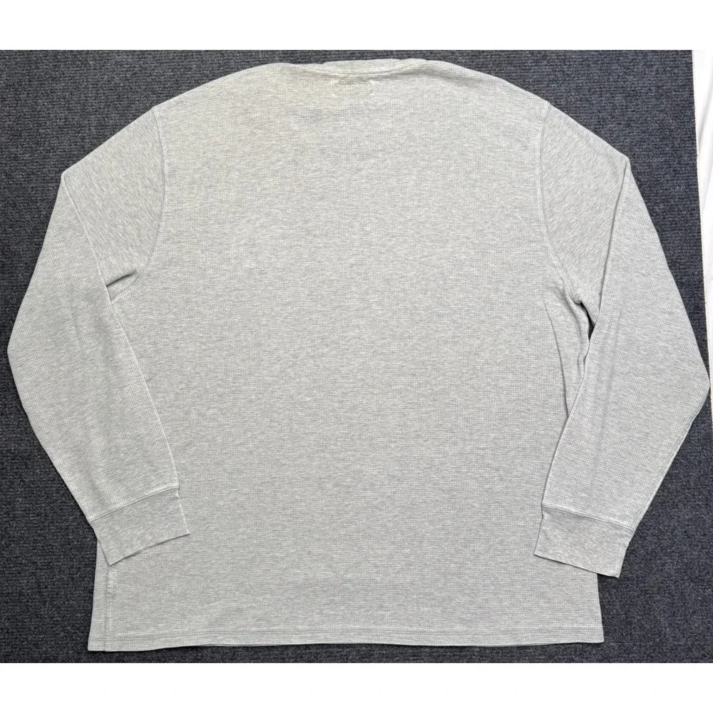 Polo Ralph Lauren Mens 2XL Grey Waffle Knit Long Sleeve Sleep Shirt RLPC‎ Crest
